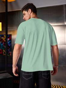 Manfinity Dauomo Camiseta de cuello redondo de corte estándar para hombre con estampado de letras de moda - Blanco - Ver 2