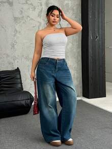SHEIN EZwear 大码银色亮片褶皱抹胸上衣，女士加垫抹胸上衣，灰色抹胸上衣，性感秋冬、圣诞节、新年、感恩节、派对、婚礼、海滩、毕业典礼、时尚、优雅、休闲、外出、约会、预约、通勤 - 銀色 - 查看 8