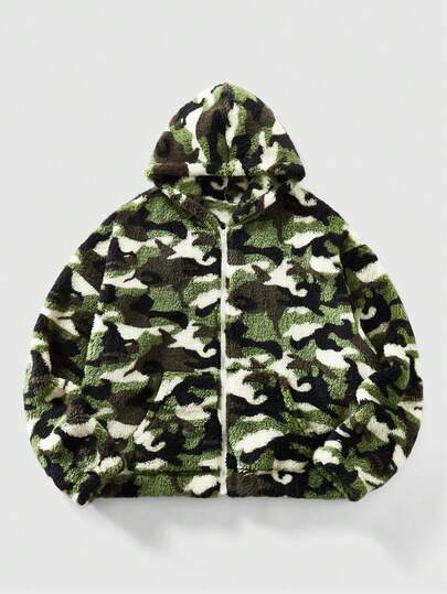 Street Life Men's Camouflage Pattern Long Sleeve Zip-Up Fleece Hoodie, Autumn/Winter