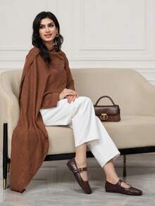 Sleekvia Women's Square Toe Buckle Design Casual Fashion Flats For Christmas - Brown - View 6