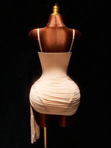 Amplova Váy suông màu nude bóng đính đá lấp lánh dành cho nữ, gợi cảm và sang trọng, thích hợp cho Giáng sinh, tiệc Halloween, mặc hàng ngày, hẹn hò, thu/đông - Nhiều màu - Xem 2