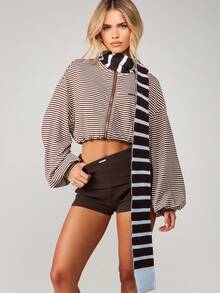 MISSGUIDED Quần short dệt kim gân cạp cao thoải mái cho lễ hội mùa hè - Cà phê nâu - Xem 5