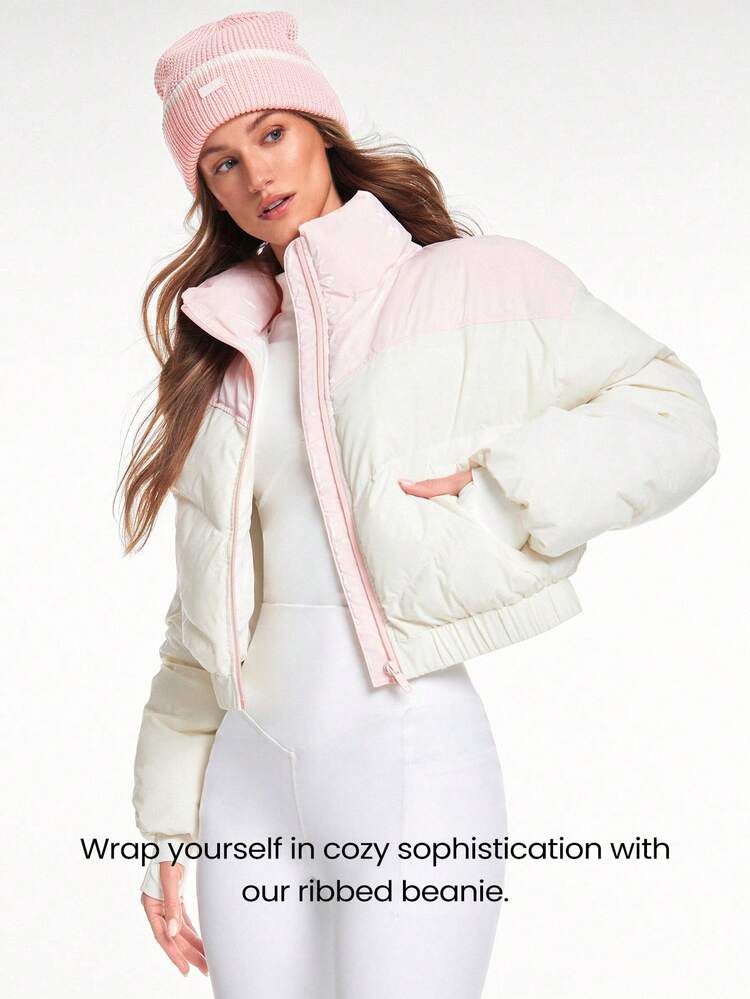 Chill Chaser Soft Warm Color Contrast Ribbed Knit Beanie Autumn Winter Daily Casual Wear Valentine's Day