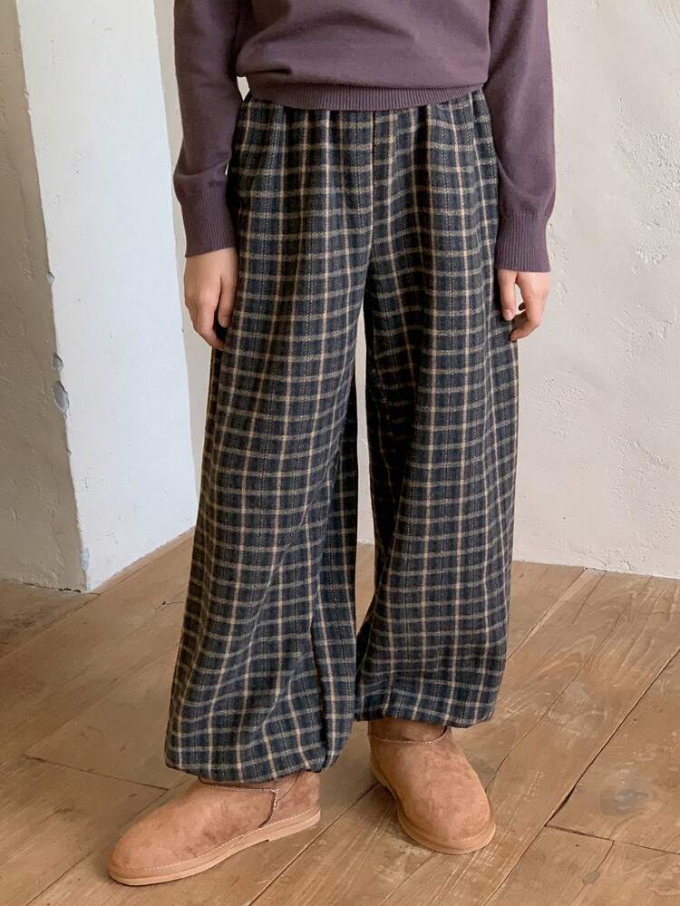 Tween Girls Woven Plaid Pants