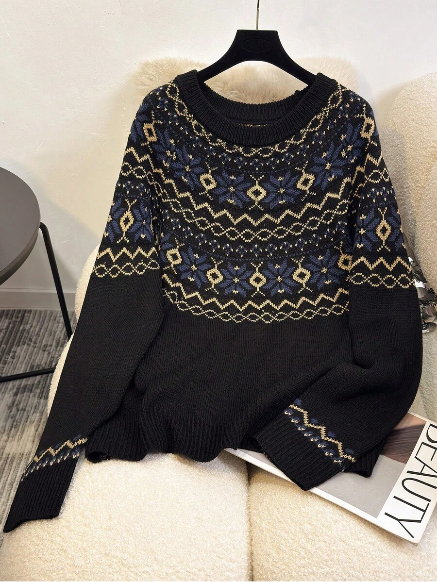 GlowEve CURVE 大码新款秋冬女式粗针织复古宽松休闲毛衣 - 彩色 - 查看 1