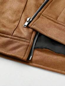 Manfinity EMRG Men's Casual Loose Fit Drop Shoulder Long Sleeve Jacket, Western Cowboy Jacket - Brown - View 6