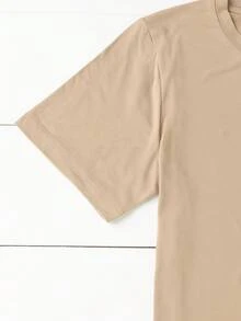 SHEIN LUNE 女士马卡通印花圆领 T 恤图案 T 恤女式上衣 - 卡其色 - 查看 3