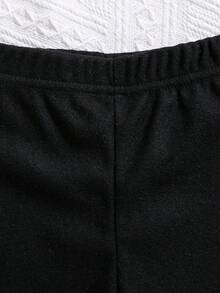 SHEIN 2pcs Baby Girls Classic Black & Red Plaid A-Line Sweater Top And Black Knit Leggings Set, Suitable For Everyday Wear And Holiday Celebrations - Black - View 6