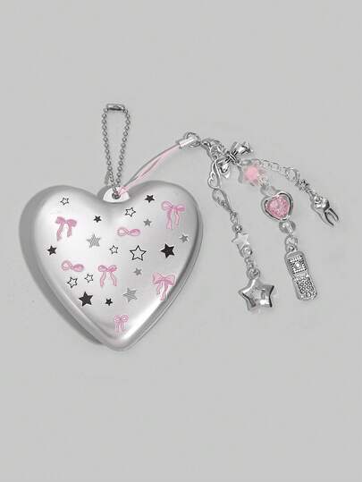 Kawaii 1 pezzo Set pieghevole di pettine e specchio con fiocco carino, pettine ad aria compressa per il ritorno a scuola, pettine e specchio portatile fai-da-te