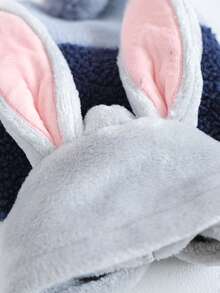 PETSIN 1件宠物猫狗服装，可爱灰蓝色兔子变身服，加厚保暖连帽外套，适合秋冬季穿着