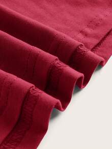 Tseoso 女士修身長袖t恤 - 酒紅色 - 查看 5