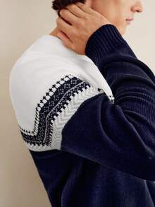 RONVEXI Men's Striped Pattern Crew Neck Long Sleeve Casual Sweater, Autumn/Winter - Multicolor - View 2