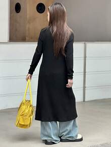 DAZY Girls V-Neck Fitted Cardigan - Black - View 2