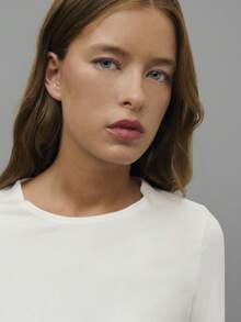 Nöista Spring-Summer Women Casual White Slim Fit Long Sleeves Stretch Base Top With Round Neck For New Year - White - View 7