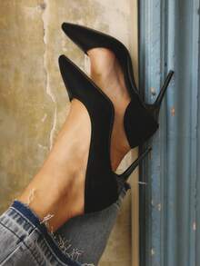 Aralina Fall/Winter 2025 Point Toe Stiletto Heeled Court Pumps,Sexy - Black - View 2