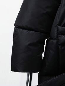 SHEIN 青少年男童时尚百搭纯色连帽衫，冬季 - 黑色 - 查看 5