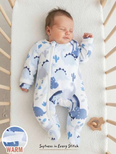 Cozy Pixies Newborn Baby Girl Cartoon Animal Pattern Knitted Soft Crew Neck Long Sleeve Jumpsuit, Comfortable All-Match; Thermal Lined Adorable Animal Hooded Long Sleeve Jumpsuit, Comfortable All-Match Fashionable Casual Cute Animal Style Basic, Suitable For Indoor, Outdoor Skiing, Daily, Sports, Play, Party, Photo Shoot, Halloween In Autumn/Winter Baby Casual Zipper Jumpsuit Baby Boy Dinosaur Jumpsuit Baby Boy Fall Newborn Zipper Suit Baby Boy Pajamas Zipper Baby Boy Clothes Elephants Sea Animal Baby Clo S