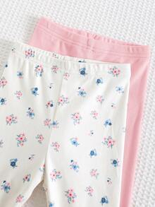 Cozy Pixies 2件套女婴碎花针织柔软弹力腰带打底裤套装 - 粉色 - 查看 7