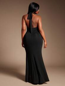 Radiana Plus Size Women's Sexy Deep V Eyelet Lace-Up Bodycon Fishtail Dress, Suitable For Street Style, Going Out, Party, Rave Sexy Curve Dress Slay Diva Dress Hollow Out Black Dress,Suitable For Hip-Hop,Leisure,Street Style,Western Wear,Music Festival,Vintage,Minimalism,Concert,Carnival Party,Resort,Outing,Vacation,Holiday,Date Night,Gathering,Birthday,Bachelorette Party Outfit,Gyaru,Break,Rave,Modest,Chic,Club,Cute,Casul,Shopping, Streetwear,Going Out,Y2K,Y3K,Coquette - Black - View 6