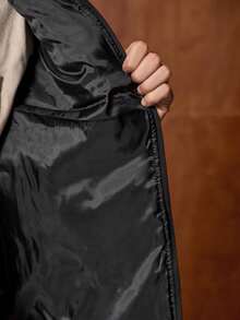 Officeau 1pc Men's Sleeveless Jacket, Stand Collar, Warm & Fashionable Versatile Outerwear, Autumn/Winter, Old Money - Black - View 7