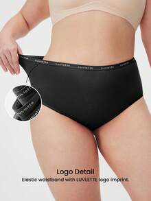 LUVLETTE Plus 3条装透气柔软纯棉高腰三角裤，女士透气内裤套装 - 黑色 - 彩色 - 查看 7