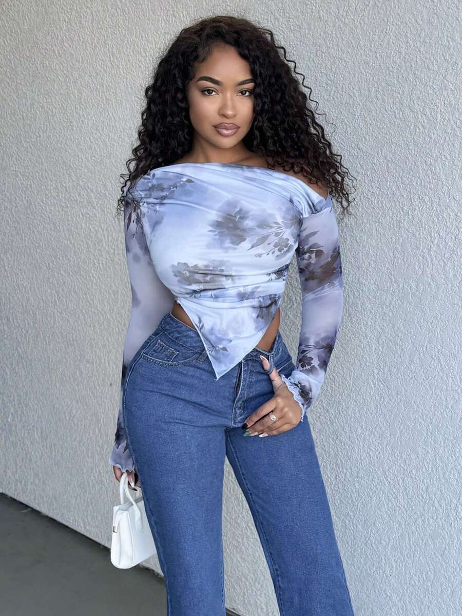 Alexandranx 女士不对称下摆 T 恤 - 黑色 - 查看 1