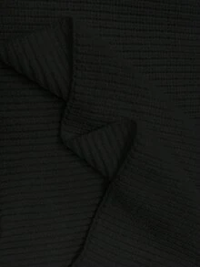 RosyDaze 女式高领纯色镂空长袖罗纹宽松休闲针织套头衫 - 黑色 - 查看 7