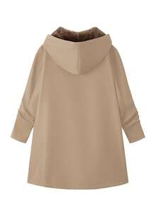 EMERY ROSE Sudadera con capucha forrada térmicamente de talla grande, otoño/invierno - Caqui - Ver 2