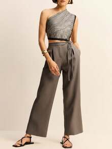 Women Jeans - 灰色 - 查看 4