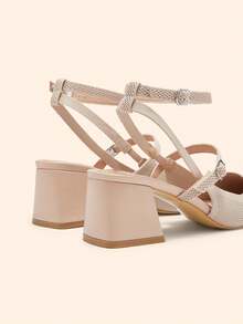 CUCCOO BASICS Fashionable Elegant Commuter Minimalist High Heel Sandals For Christmas - Apricot - View 4