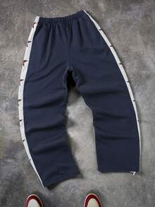 Men's Elastic Waist Star Print Casual Pants With Pockets - Multicolor - View 2