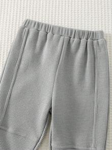 Cozy Pixies 两件套婴儿男女童柔软针织圆领长袖卫衣搭配弹力腰带运动裤，舒适百搭休闲基础款，适合室内、室外、日常穿着、运动、玩耍、派对、节日、万圣节、圣诞节、新年、秋冬季等场合。 - 淺灰色 - 查看 7
