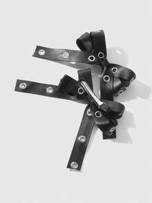 ROMWE Grunge Punk 2个Y2K风格复古优雅朋克哥特黑色皮革双透气蝴蝶结装饰DIY发夹爪发卡，适合姐妹、朋友日常佩戴或节日礼物，万圣节 - 黑色-13 - 查看 6