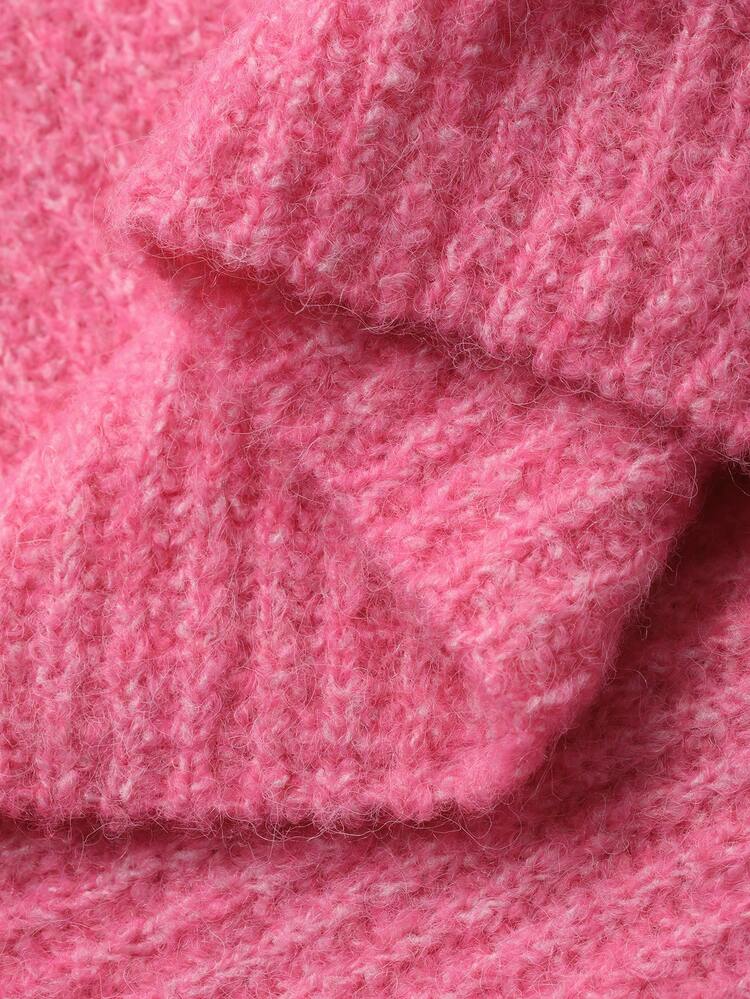 Women's Loose Fit High Neck Pink Sweater