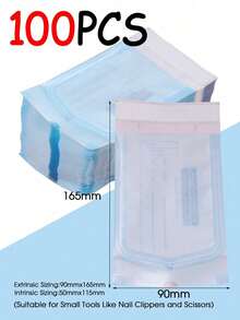 100个美甲消毒袋，5种尺寸，自封式消毒袋，适用于修甲工具，一次性收纳袋，可用于存放镊子、角质层推棒、剪刀等美甲工具。 - 彩色 - 查看 16