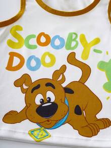 SCOOBY-DOO X SHEIN 男童可爱卡通狗彩色字母印花撞色包边内衣背心和短裤套装 - 白色 - 查看 8