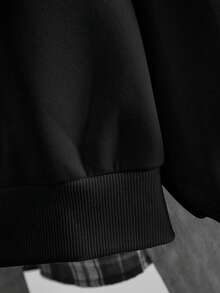 Chiquease 女士撞色字母拉链半领长袖卫衣 - 黑色 - 查看 4