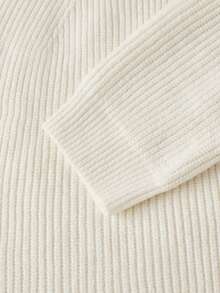 OFFICEAU Oversized Solid-Color Casual Commuter Style, Crew Neck Knit Sweater Men's Base Layer Sweater, Fall Winter, Old Money - Beige - View 5