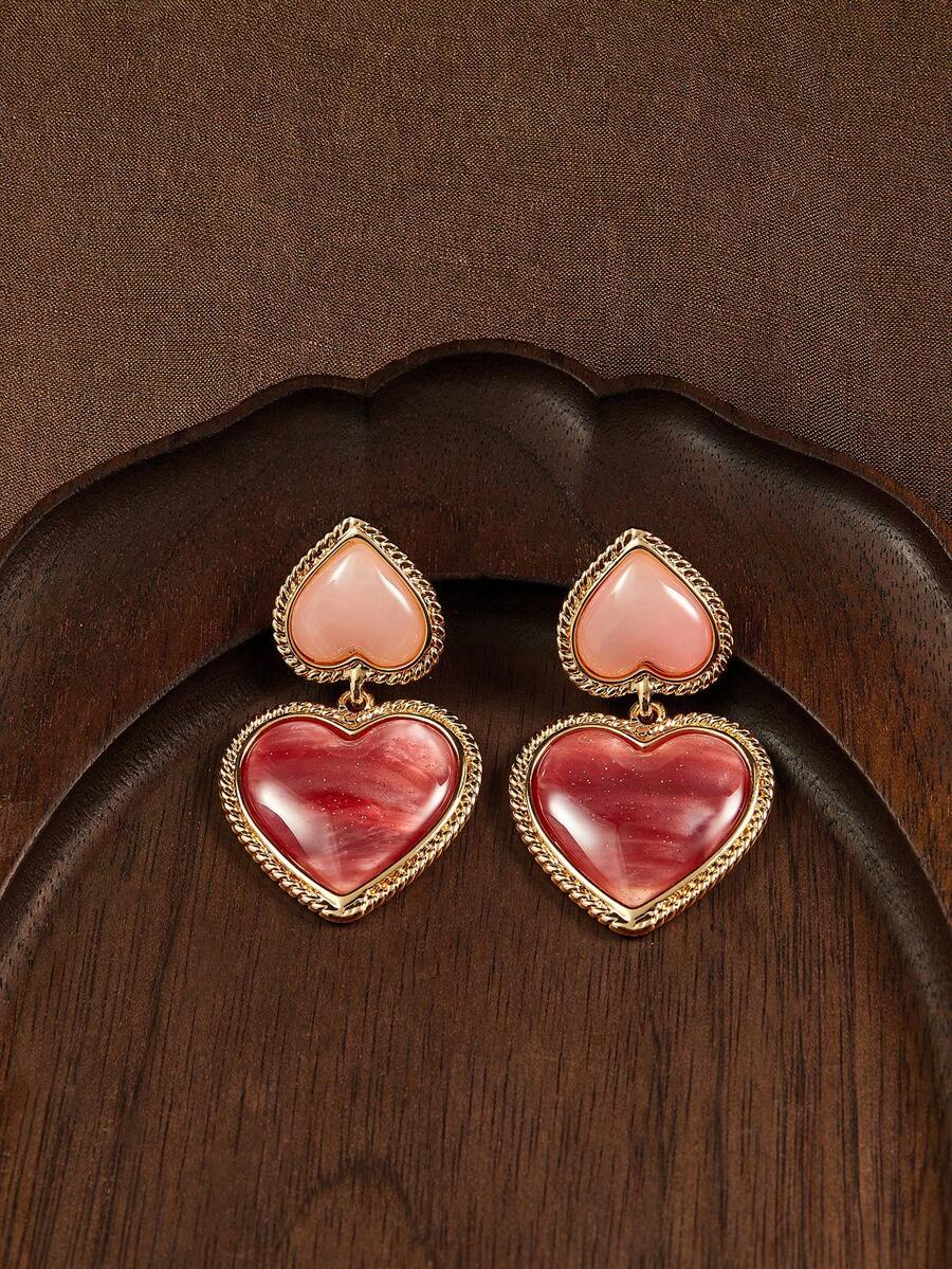 Glisma 女士吊坠耳环，服饰，哥特风/哥特式，复古，串珠，西部风珠宝，金属质感/纹理，宝石，秋冬款，送给妈妈/女士/女孩/母亲的礼物，高档，复古，十字架，情人节礼物 - 粉色 - 查看 1