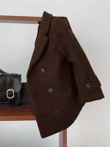 TaviRue 男婴经典双排扣大衣，保暖百搭，休闲外套，适合秋冬季室内、室外、日常、运动、聚会、摄影、度假等场合。