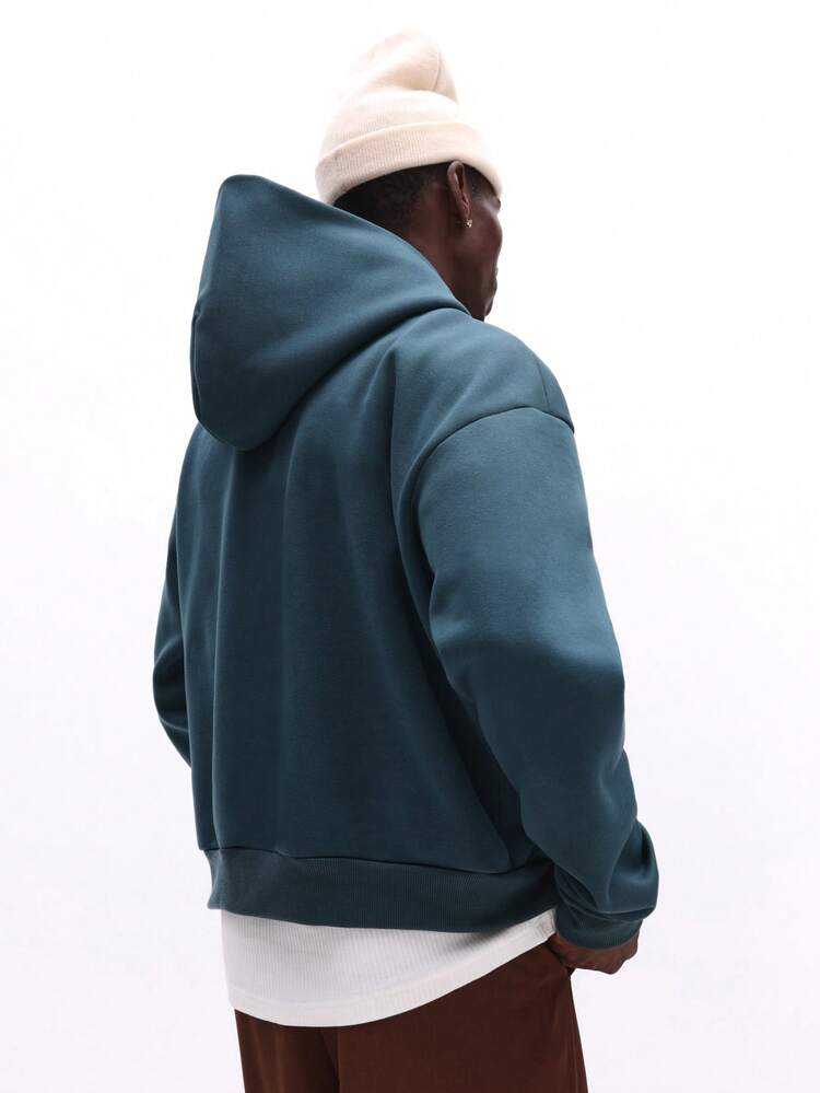 Boxy Zip Up Hoodie With Small Logo