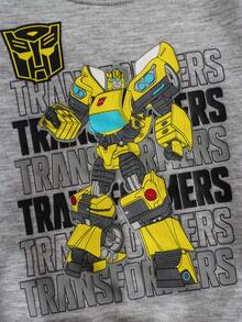 Transformers X SHEIN مجموعة بلوزة طويلة الأكمام وبنطلون رياضي للأطفال الصبية بطبعة روبوت وألوان متباينة، 2 قطعة - متعدد الألوان - مشاهدة 5