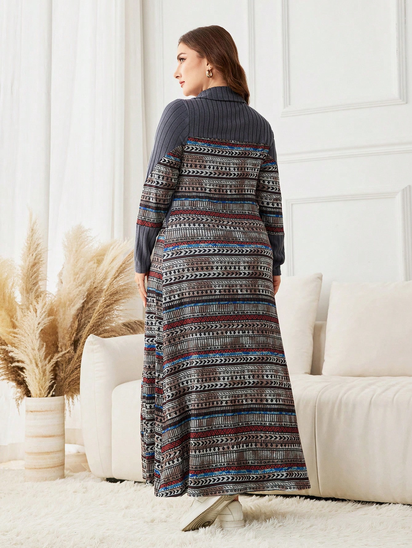 Lacomfia فستان كاجوال للنساء ذوات الحجم الكبير، طو...