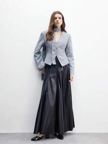 CUCCOO BIZCHIC 2025新款方头粗跟镂空闭趾凉鞋，时尚漆皮设计，简约百搭时尚高跟鞋 - 黑色 - 查看 6