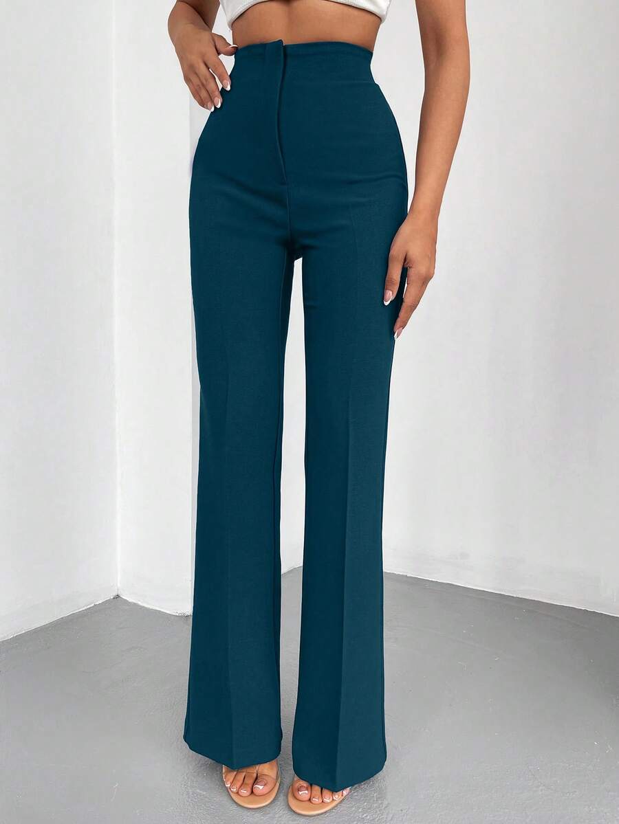 EURMUSE Solid Color Casual Versatile Simple Women Pants - Dark Green - View 1