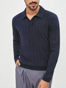 Manfinity CityGents Áo len dài tay cổ polo trơn màu thường ngày cho nam, Thu/Đông - Nhiều màu - Xem 2