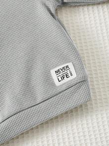 Cozy Pixies 两件套婴儿男女童柔软针织圆领长袖卫衣搭配弹力腰带运动裤，舒适百搭休闲基础款，适合室内、室外、日常穿着、运动、玩耍、派对、节日、万圣节、圣诞节、新年、秋冬季等场合。 - 淺灰色 - 查看 5