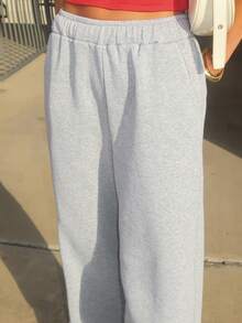 Sydney Algeri Graue Causal Jogginghose im Street Style für Damen mit Bundfalte, Kordelzug, schrägen Taschen und geradem Bein - Grau - Übersicht 3