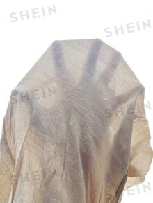 Swim Lushoire Plus Size Women V-Neck Handmade Crochet Hollow Out Sexy Slim Fit Side Slit Lightweight Beach Dress For Summer Beach Vacation - Apricot - View 7