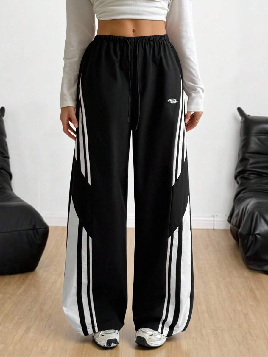 SHEIN Tall Pantalon parachute blocs de couleurs pour femmes, pantalon cargo, tenue de sortie et de concert pour le printemps et l'été